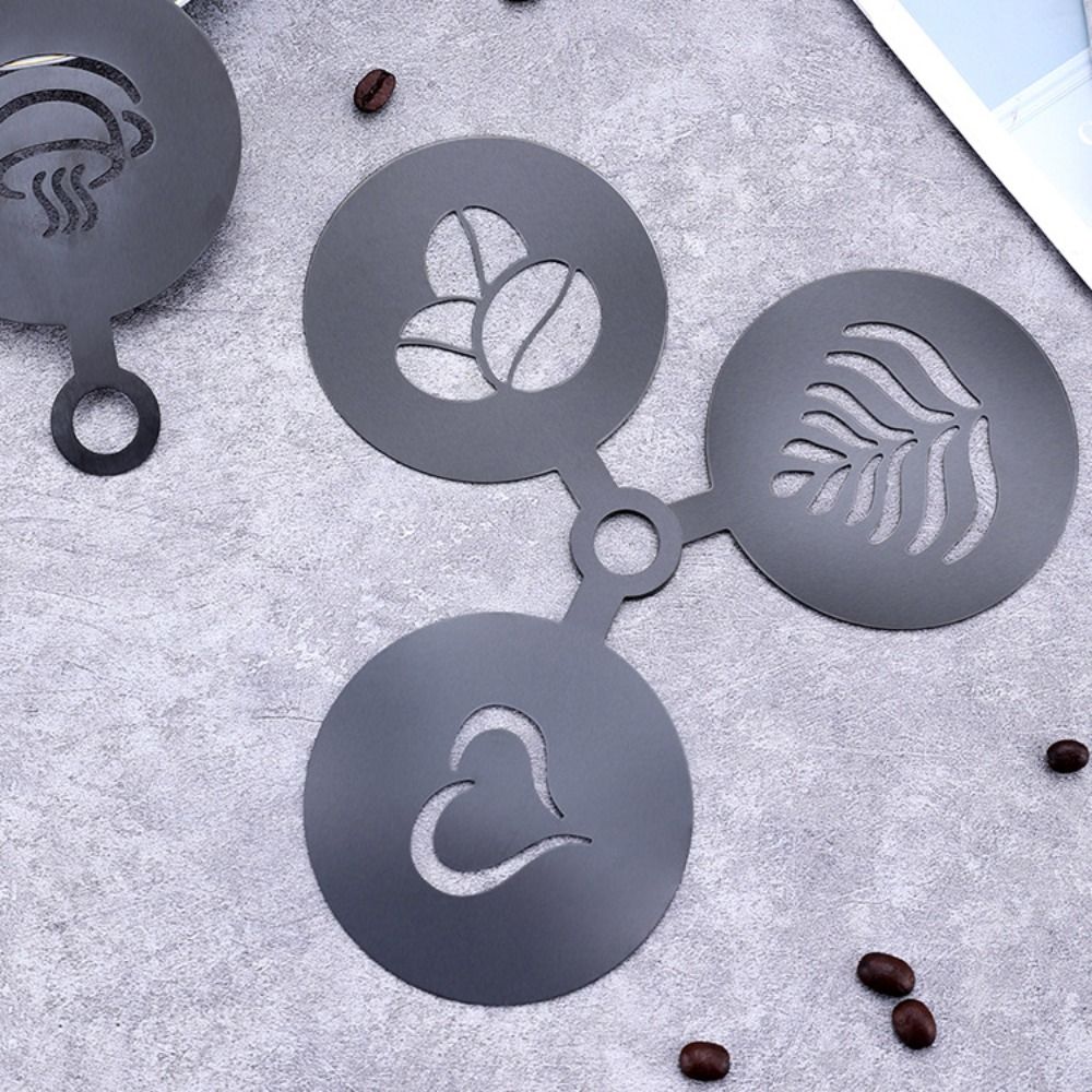 Coffee Stencil Art - 4개입 스테인리스 스틸 라떼 커피 스텐실