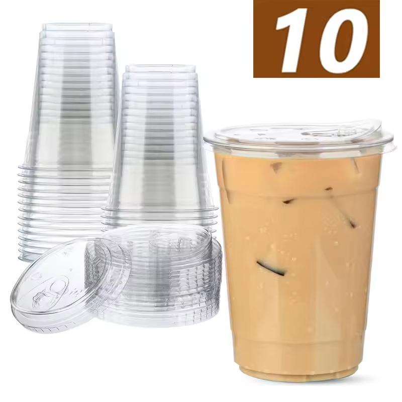 Lemon Tea Coffee - 10pc 일회용 PET 플라스틱 컵 아이스