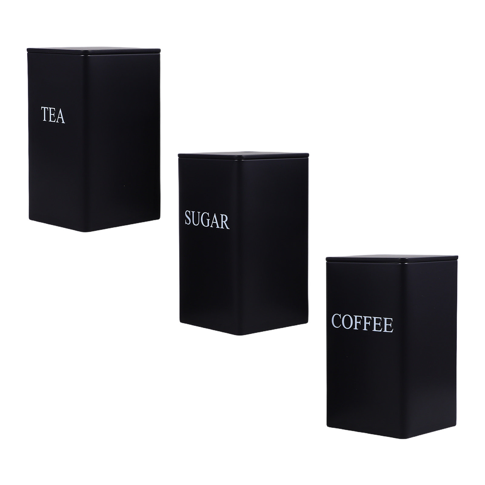 Coffee Tea Sugar Canisters - 3개 세트 주방용 보관 용기, 금속