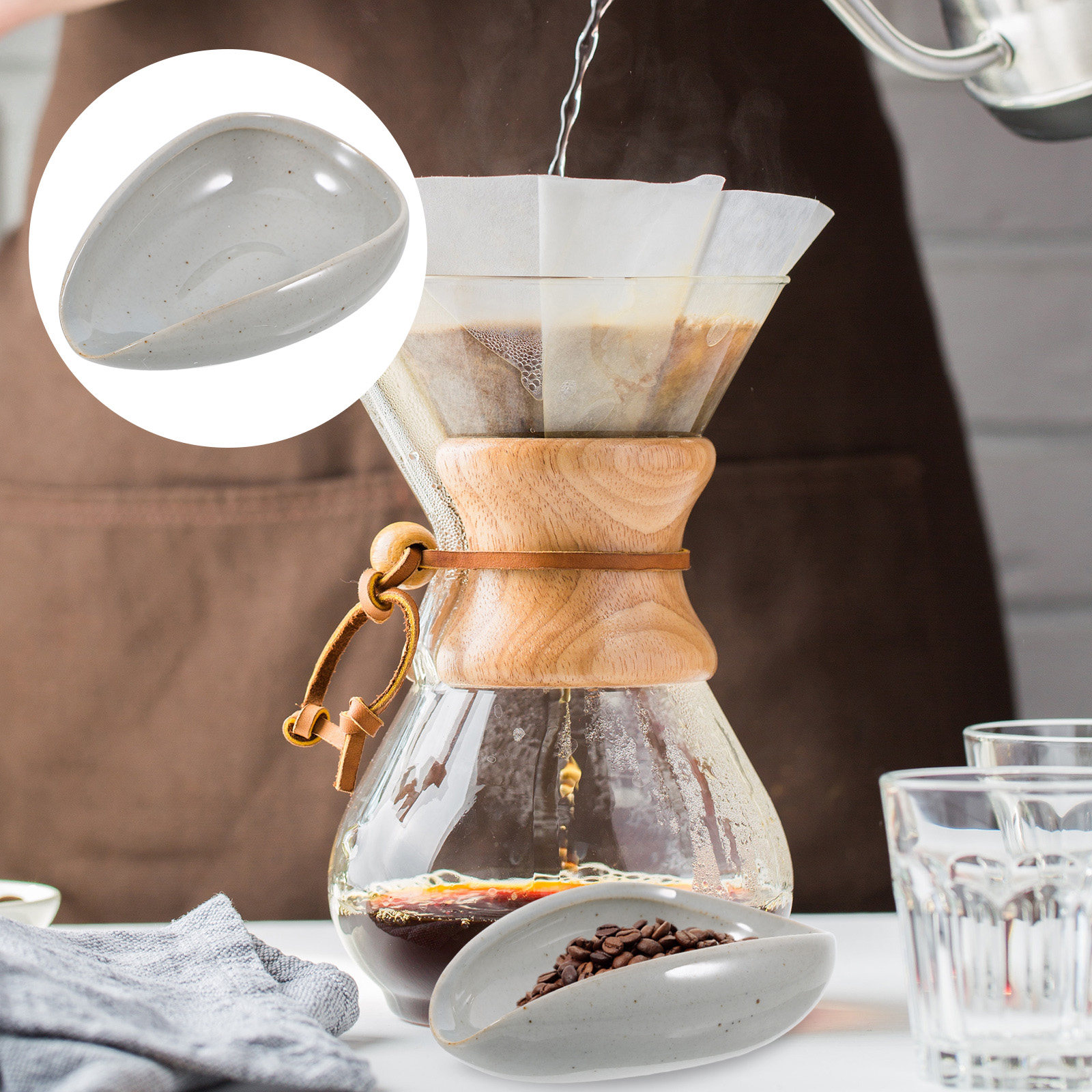 Coffee Tea Home - 세라믹 커피 원두 트레이 계량컵 원두,