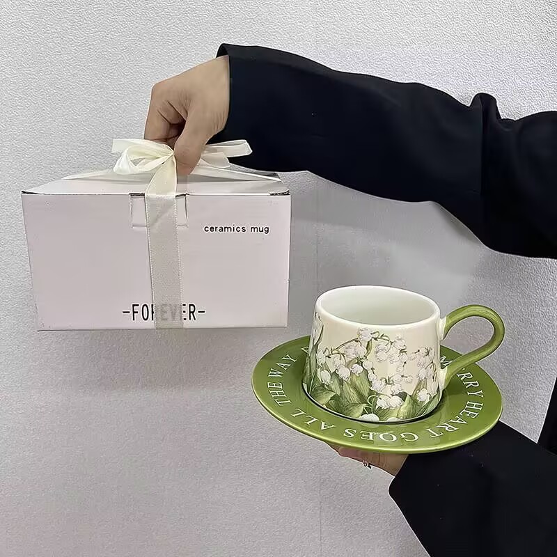 빈티지 유화 은방울꽃 커피잔과 접시 세트, 고급 세라믹 - Valley Tea And Coffee 리뷰 및 가격
