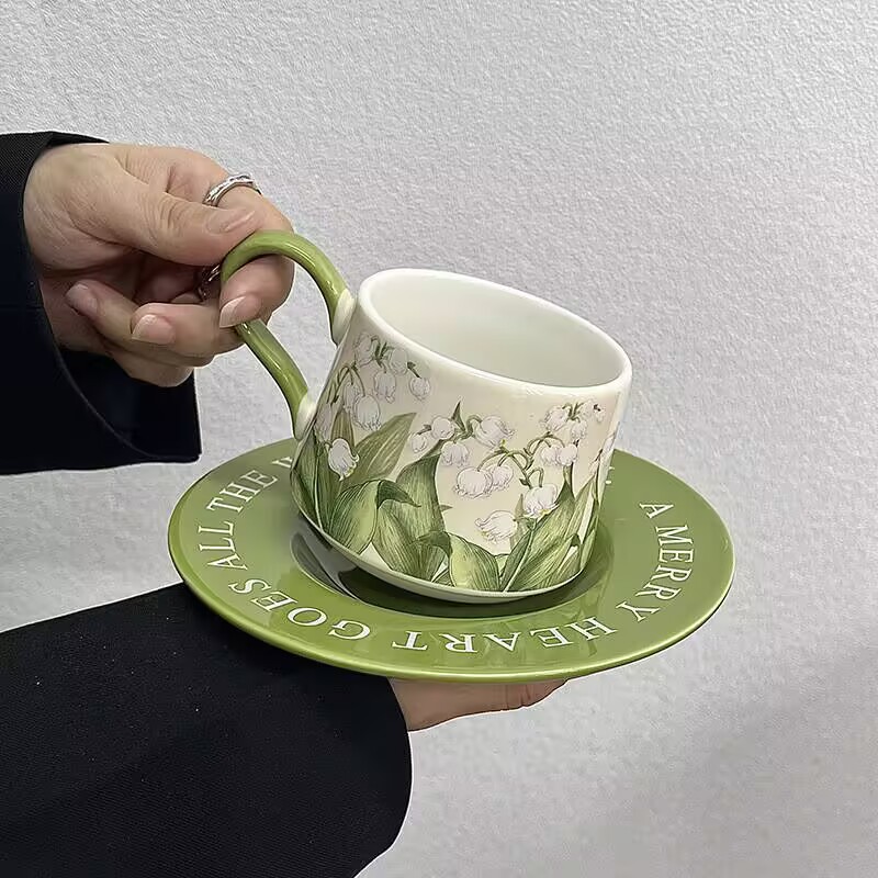 빈티지 유화 은방울꽃 커피잔과 접시 세트, 고급 세라믹 - Valley Tea And Coffee 리뷰 및 가격