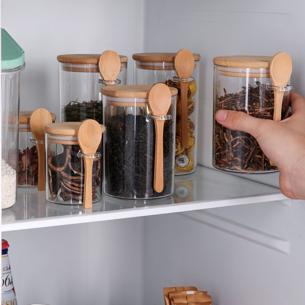 밀폐형 식품 보관 플라스틱 용기, 나무 숟가락과 뚜껑이 - Coffee Tea Canister Set 리뷰 및 가격