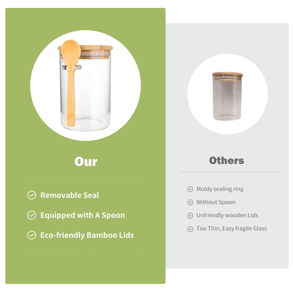 밀폐형 식품 보관 플라스틱 용기, 나무 숟가락과 뚜껑이 - Coffee Tea Canister Set 리뷰 및 가격