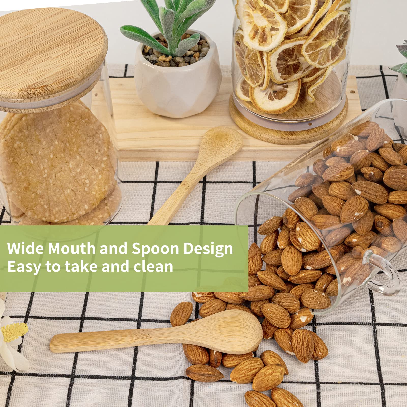 밀폐형 식품 보관 플라스틱 용기, 나무 숟가락과 뚜껑이 - Coffee Tea Canister Set 리뷰 및 가격