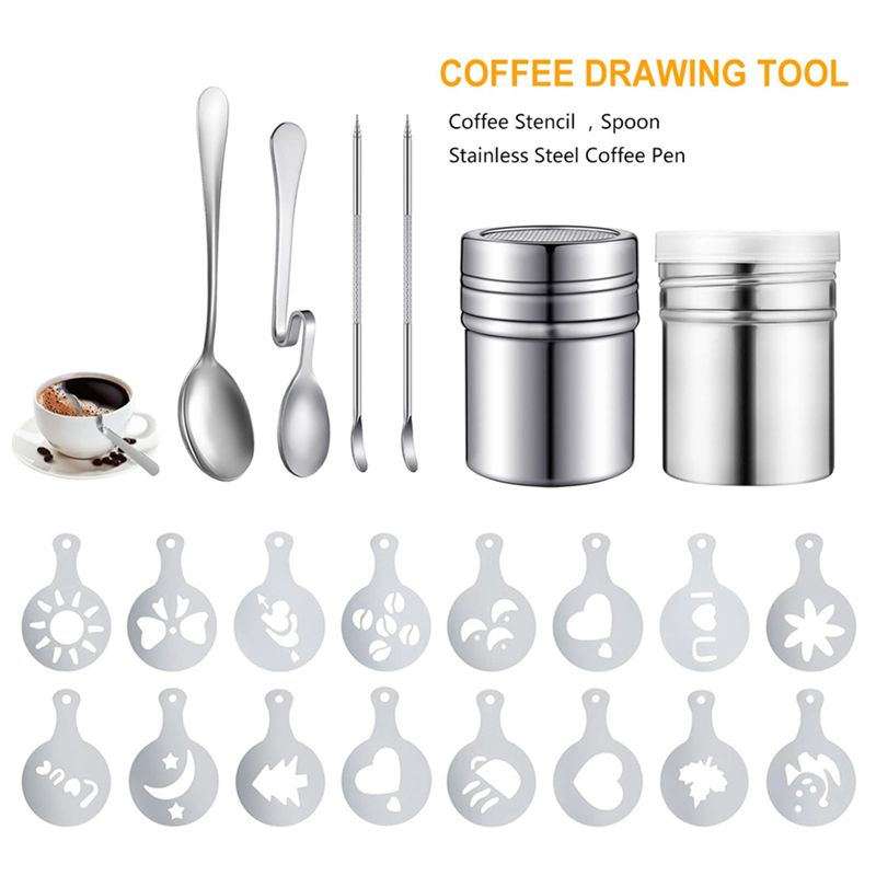22PCS 재사용 가능한 커피 장식 스텐실 커피 조각  - Coffee Stencil Art 리뷰 및 가격