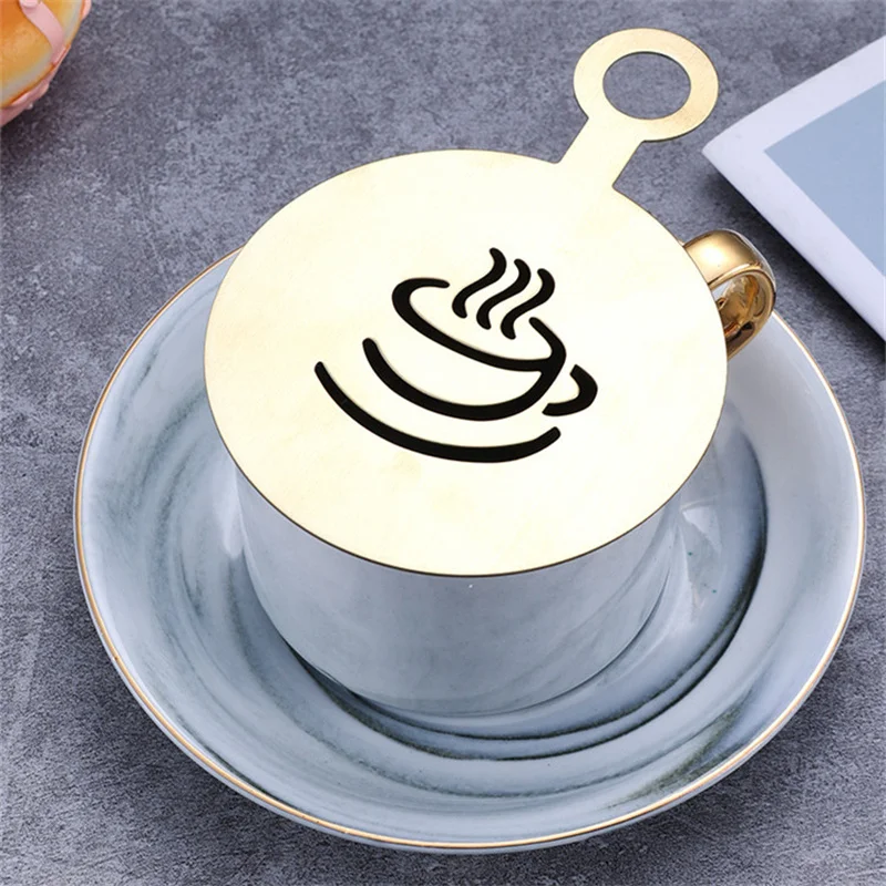 4pcs 황금 스테인레스 스틸 커피 스텐실 라떼 카푸치 - Coffee Stencil Art 리뷰 및 가격
