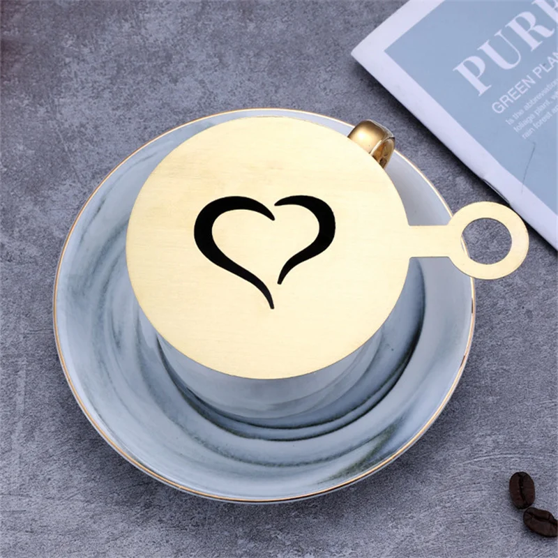 4pcs 황금 스테인레스 스틸 커피 스텐실 라떼 카푸치 - Coffee Stencil Art 리뷰 및 가격