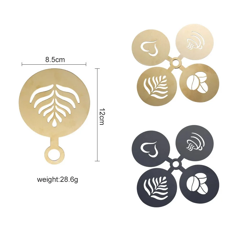 4pcs 황금 스테인레스 스틸 커피 스텐실 라떼 카푸치 - Coffee Stencil Art 리뷰 및 가격