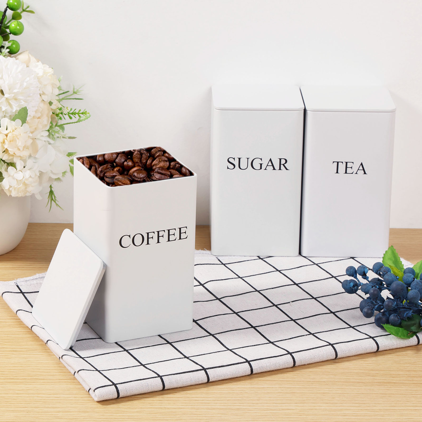 3Pcs 커피 콩 저장 용기 차 설탕 진공 봉인 된 항 - Coffee Tea Canister Set 리뷰 및 가격