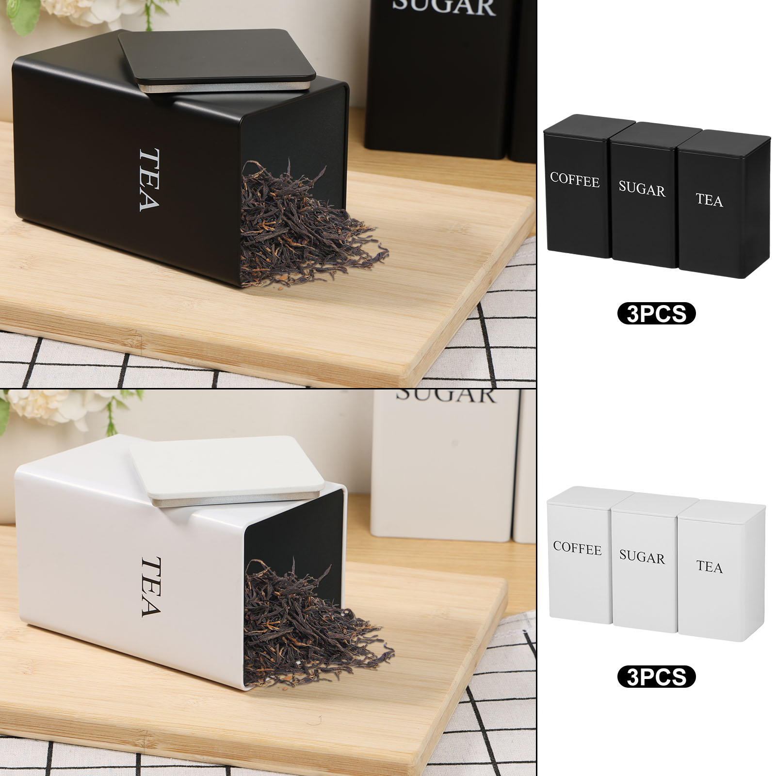 3Pcs 커피 콩 저장 용기 차 설탕 진공 봉인 된 항 - Coffee Tea Canister Set 리뷰 및 가격