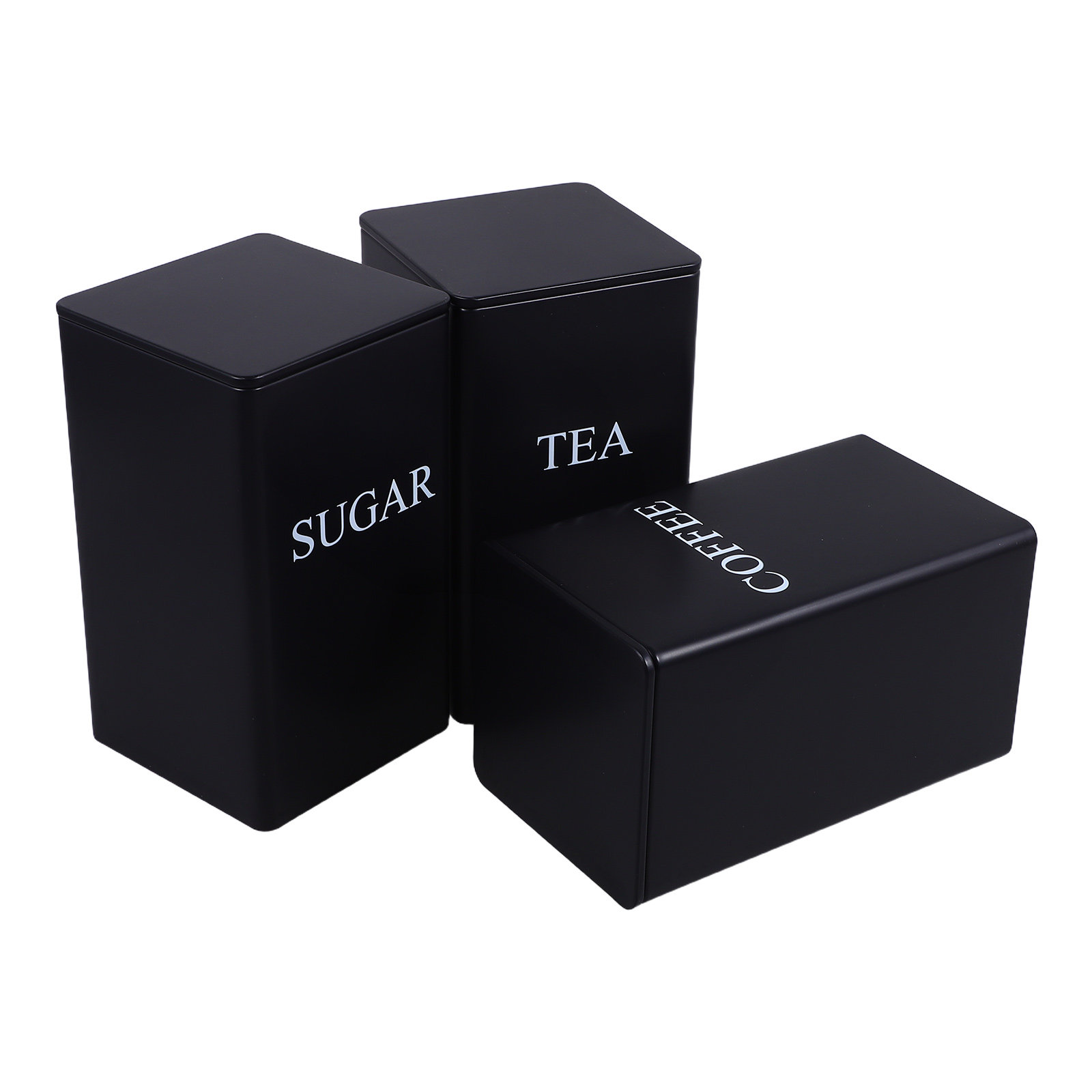 3개 세트 주방용 보관 용기, 금속 사각형 디자인, 커 - Coffee Tea Sugar Canisters 리뷰 및 가격