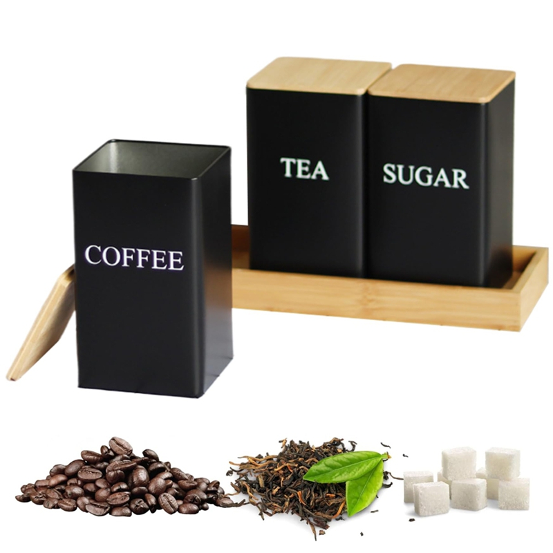 3종 세트 차 커피 설탕 보관 용기 세트(트레이 포함) - Coffee Tea Canister Set 리뷰 및 가격