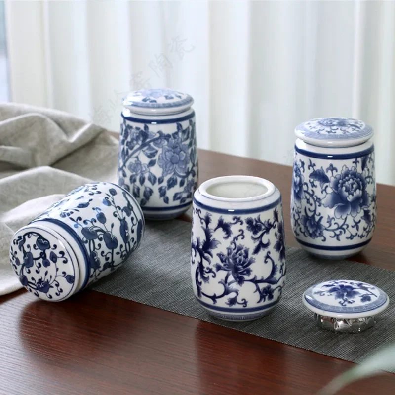 중국 궁전 파란색과 흰색 도자기 차 캐디 휴대용 도자기 - Coffee Tea In Chinese 리뷰 및 가격