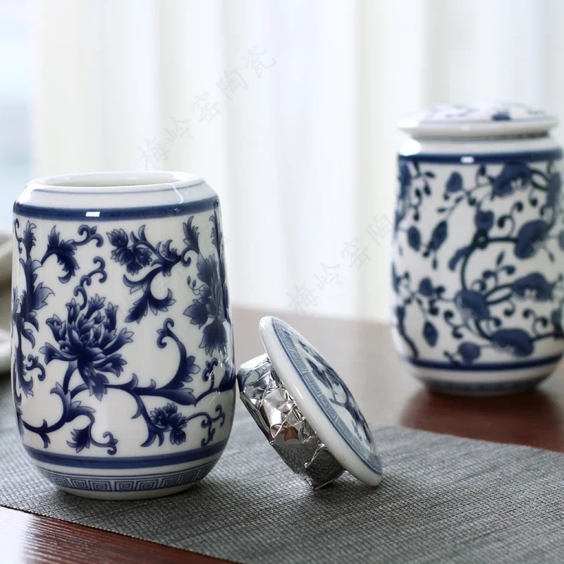 중국 궁전 파란색과 흰색 도자기 차 캐디 휴대용 도자기 - Coffee Tea In Chinese 리뷰 및 가격