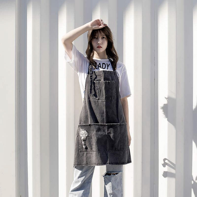일본 워시 코튼 데님 앞치마, 확대 커피 숍 밀크 티  - Coffee Tea For Garden 리뷰 및 가격