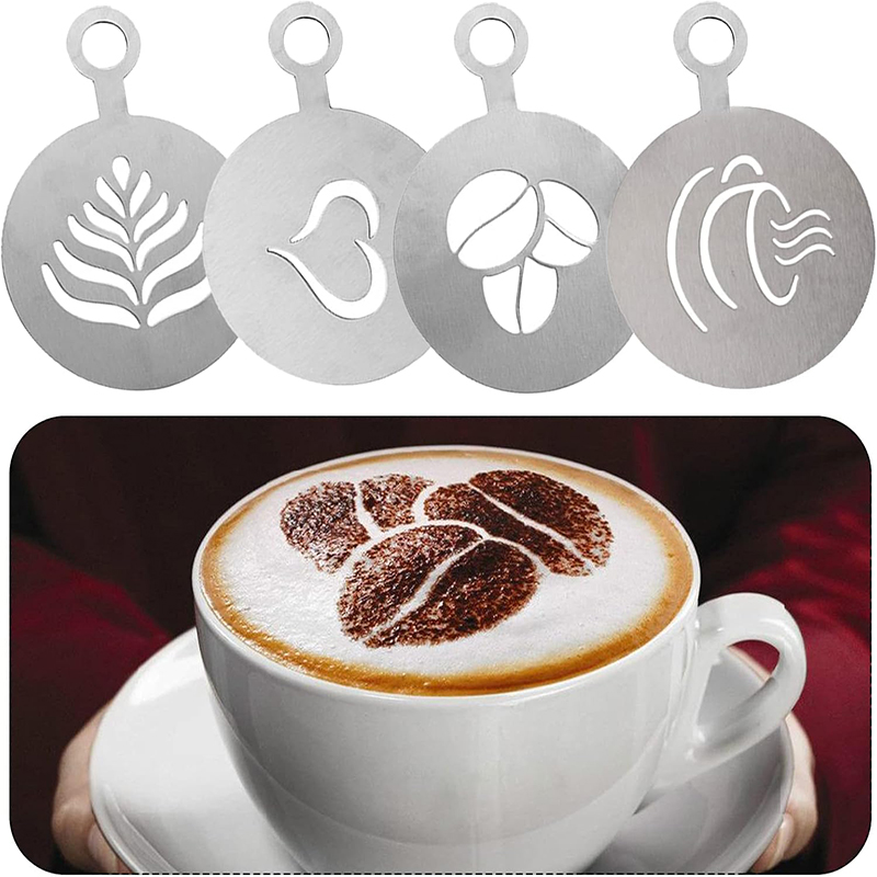 4 Pcs 스테인레스 스틸 커피 스텐실 세트 케이크 쿠 - Coffee Stencil Art 리뷰 및 가격