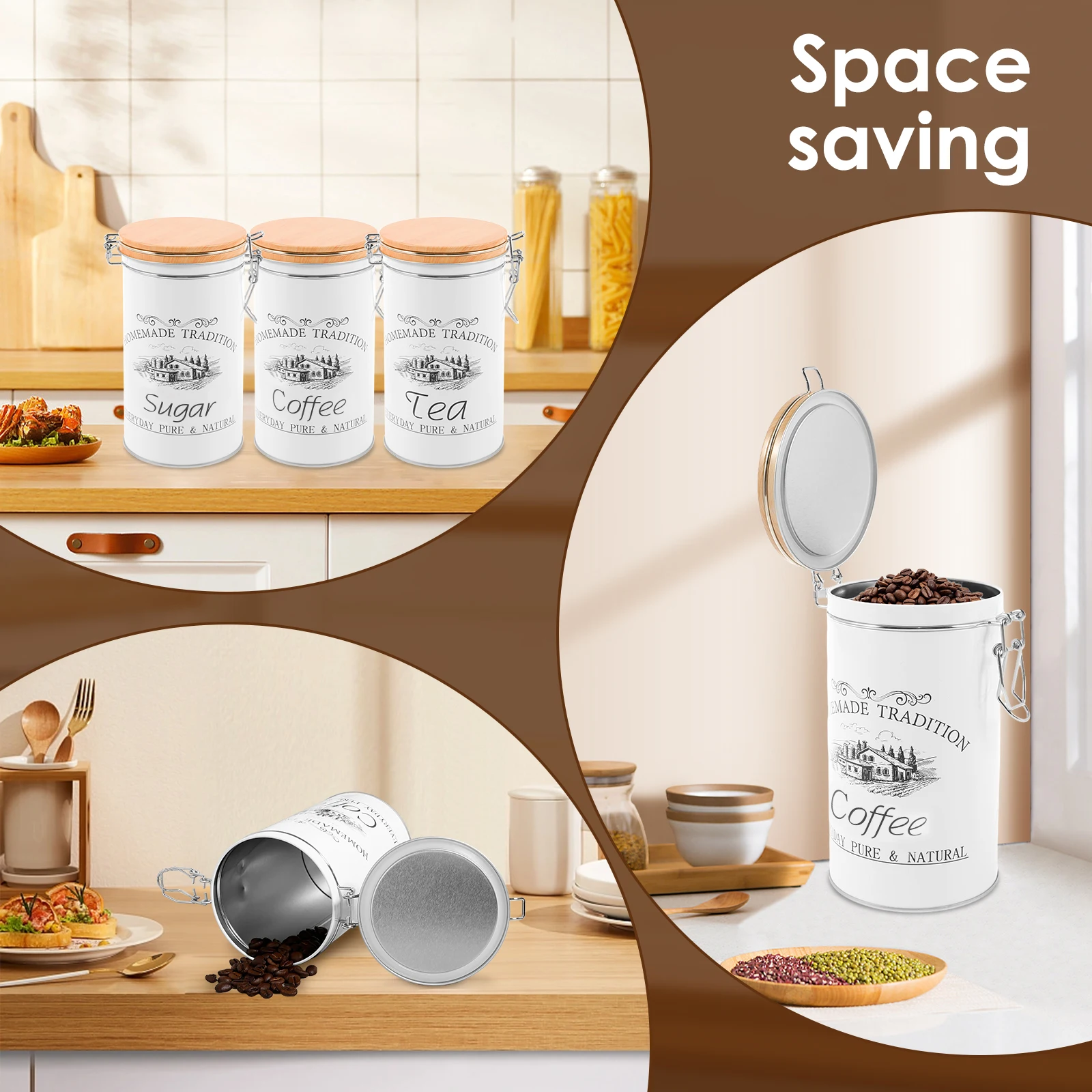 3개 세트 차 커피 설탕 용기 금속 커피 원두 보관 용 - Coffee Tea Canister Set 리뷰 및 가격