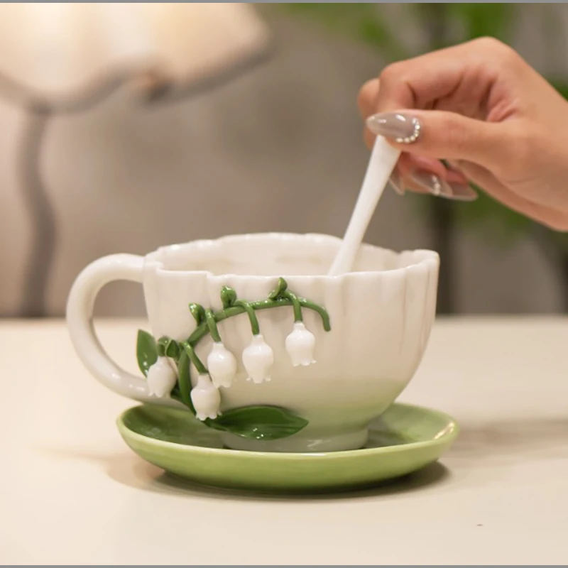 귀여운 손으로 조형한 은방울꽃 모양의 세라믹 찻잔 세트 - Valley Tea And Coffee 리뷰 및 가격