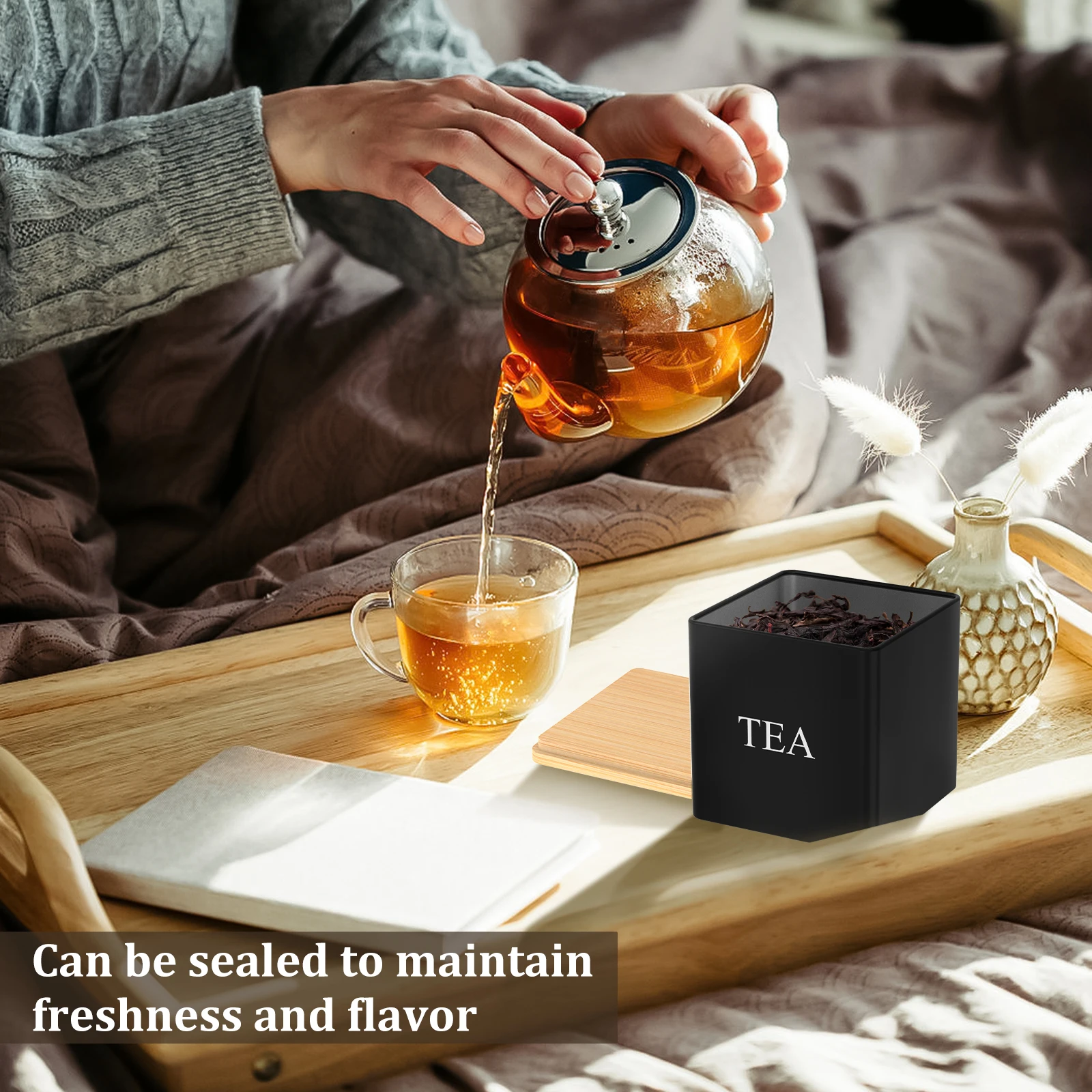 3개 세트 500ml 차/설탕/커피 보관 용기, 대나무 - Coffee Tea Canister Set 리뷰 및 가격