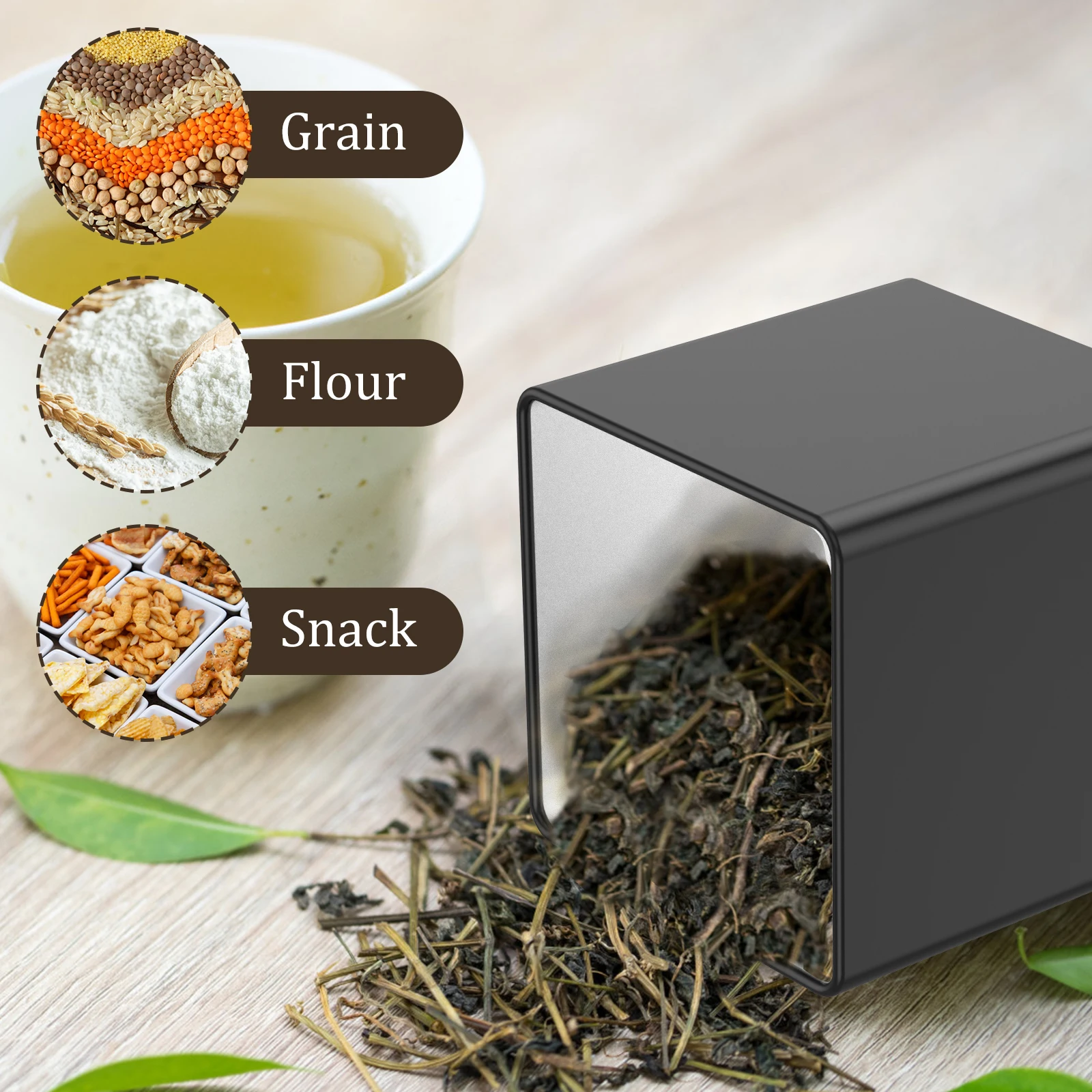 3개 세트 500ml 차/설탕/커피 보관 용기, 대나무 - Coffee Tea Canister Set 리뷰 및 가격