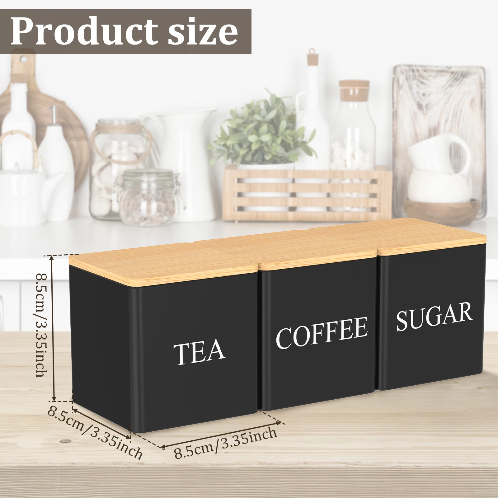 3개 세트 500ml 차/설탕/커피 보관 용기, 대나무 - Coffee Tea Canister Set 리뷰 및 가격