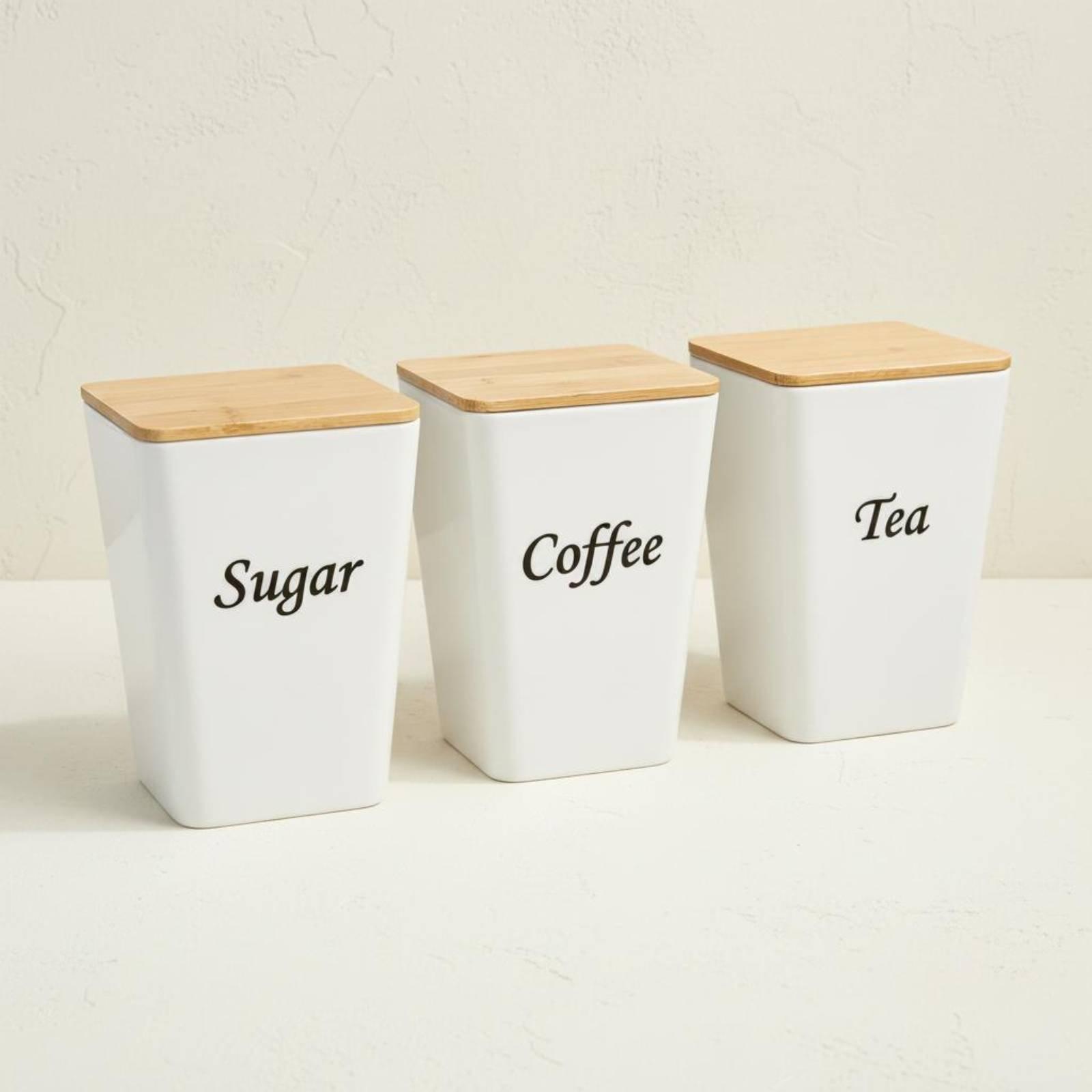 커피, 차, 설탕 등을 보관할 수 있는 대나무 뚜껑이  - Coffee Tea Canister Set 리뷰 및 가격
