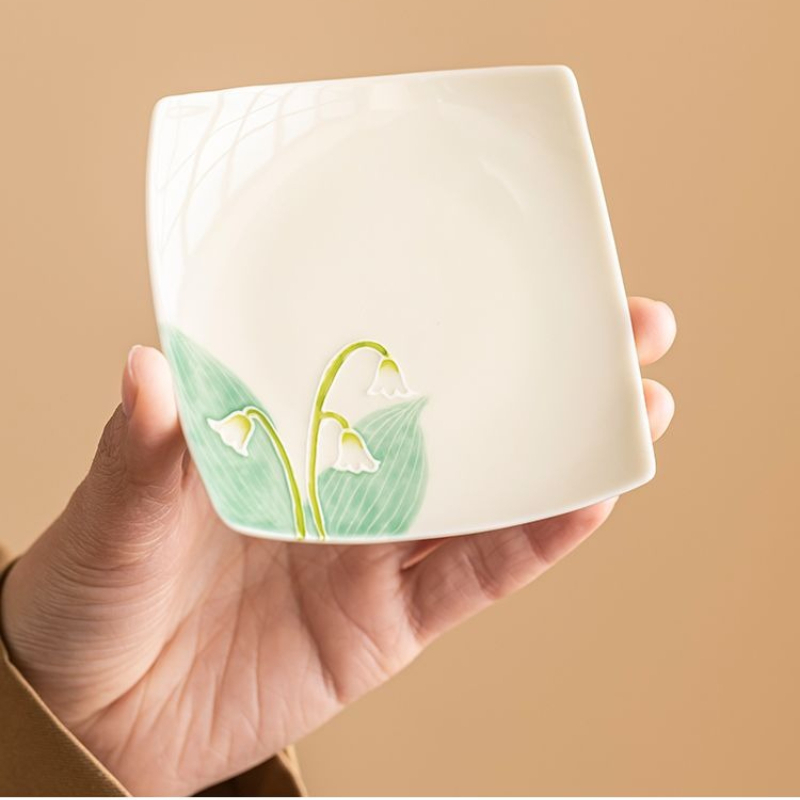 손으로 그린 은방울꽃 세라믹 코스터 사각형 내열 매트  - Valley Tea And Coffee 리뷰 및 가격