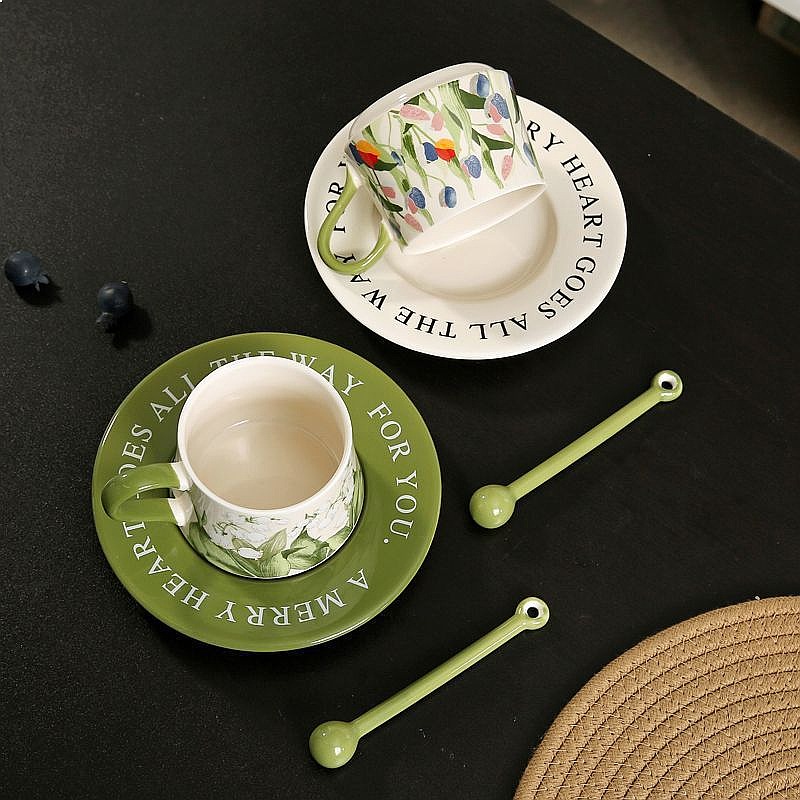 오리지널 핸드페인팅 은방울꽃 세라믹 커피잔 받침 세트  - Valley Tea And Coffee 리뷰 및 가격