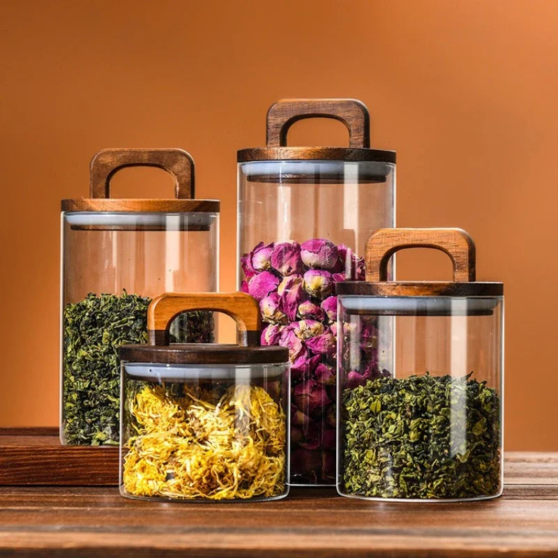 대나무 뚜껑이 달린 투명 유리 항아리 루스 티 커피 콩 - Coffee Tea Canister Set 리뷰 및 가격