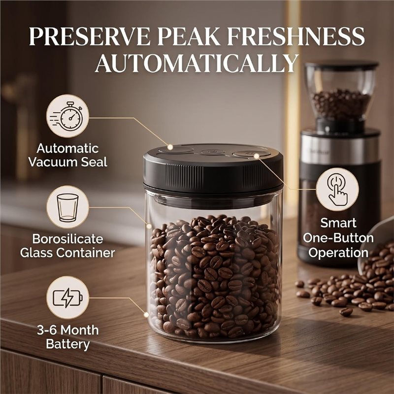 자동 진공 커피 보관 용기 700ml, 내열 유리 재질 - Coffee Tea Sugar Canisters 리뷰 및 가격