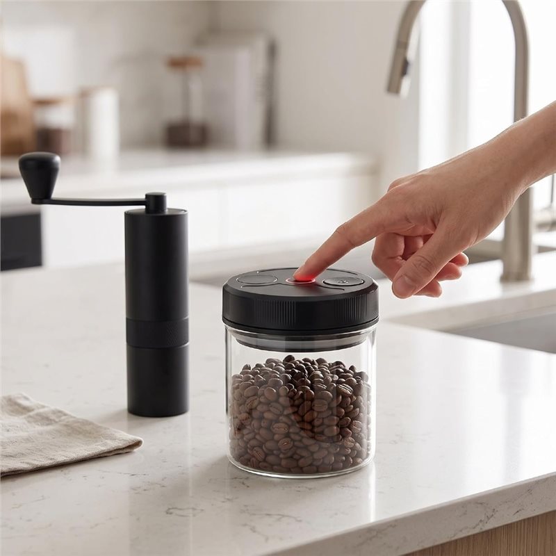 자동 진공 커피 보관 용기 700ml, 내열 유리 재질 - Coffee Tea Sugar Canisters 리뷰 및 가격
