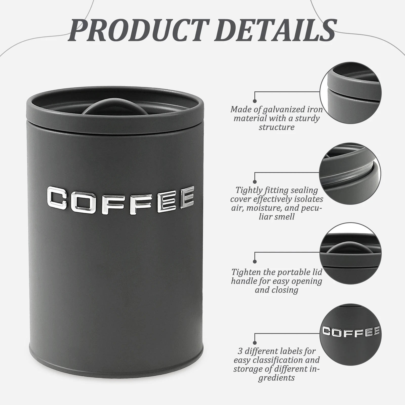 3개 세트 차 커피 설탕 보관 용기 금속 원형 주방 용 - Coffee Tea Canister Set 리뷰 및 가격