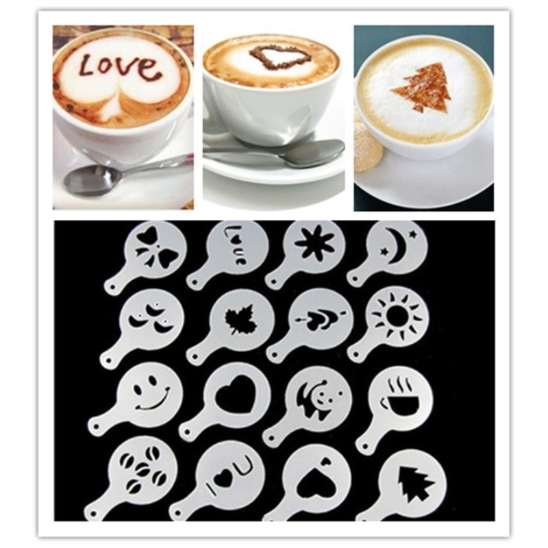 라떼 카푸치노 케이크 장식 액세서리용 16개 커피 아트 - Coffee Stencil Art 리뷰 및 가격